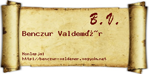 Benczur Valdemár névjegykártya